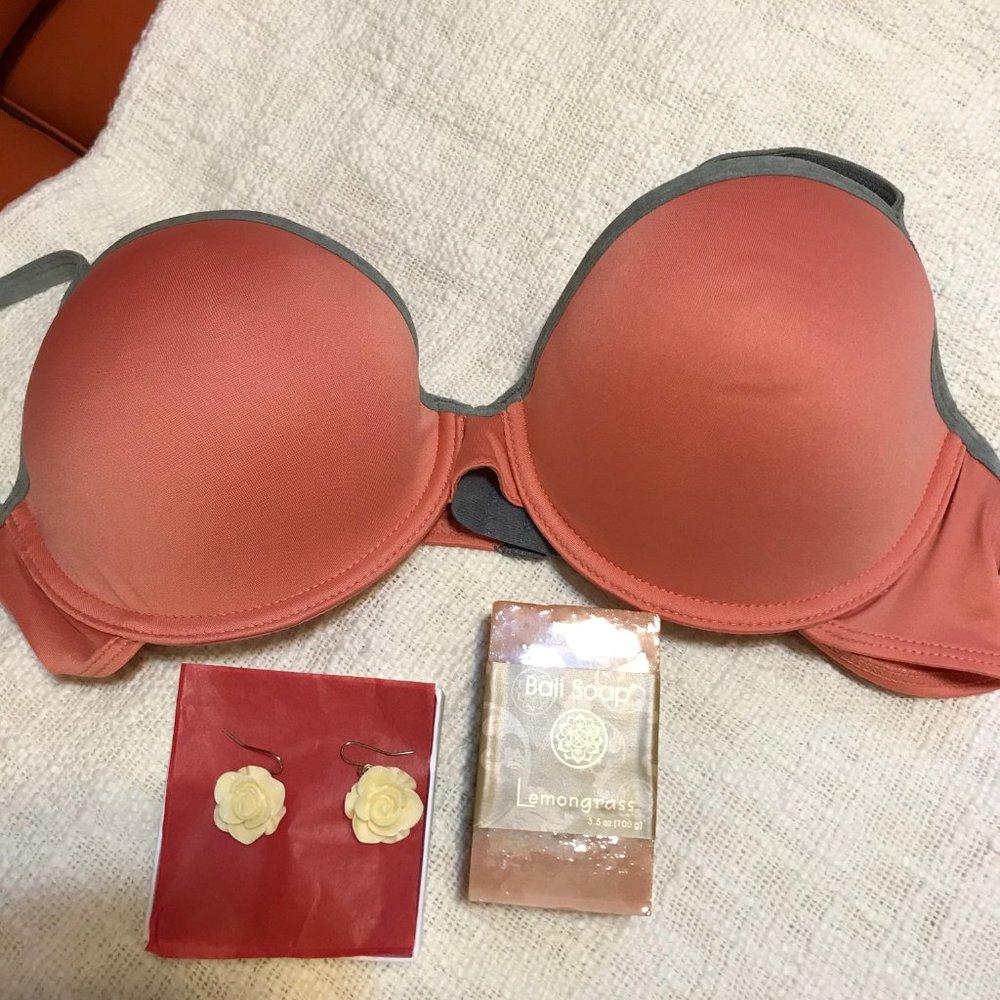 NWOT Orange Underwire BRA, Flower Earring&Soap